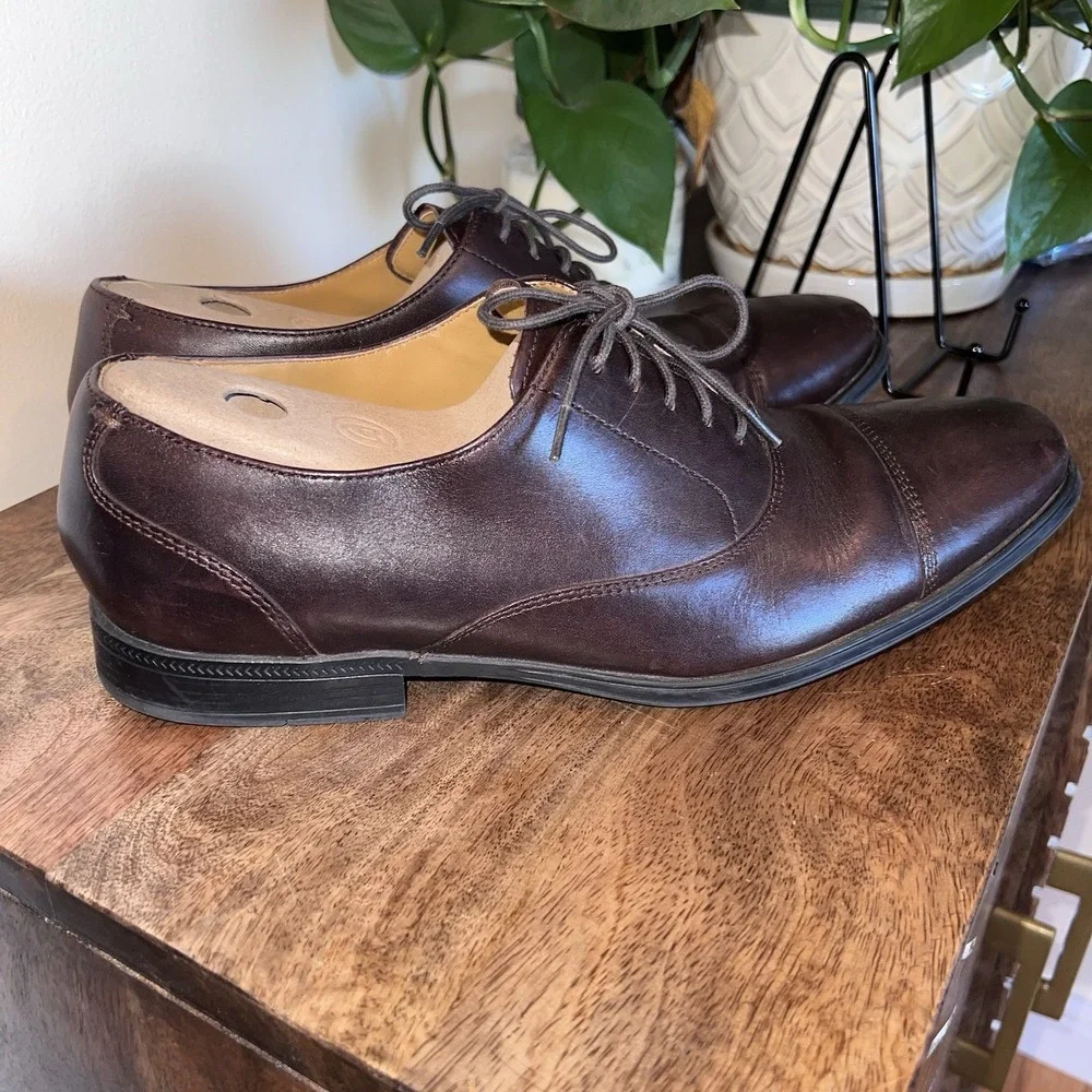 COLE HAAN ADAMS CAPTOE  BROWN LEATHER Lace Up Shoes‎ Workwear SIZE 10 (C11975)